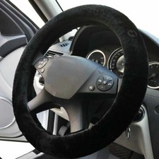 Zone Tech Sheepskin Plush Comfortable Soft Stretch On Steering Wheel Cover Black