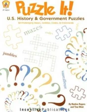 Puzzle It US History  Government Puzzles: 50 Challenging Mazes, Jumbl - GOOD