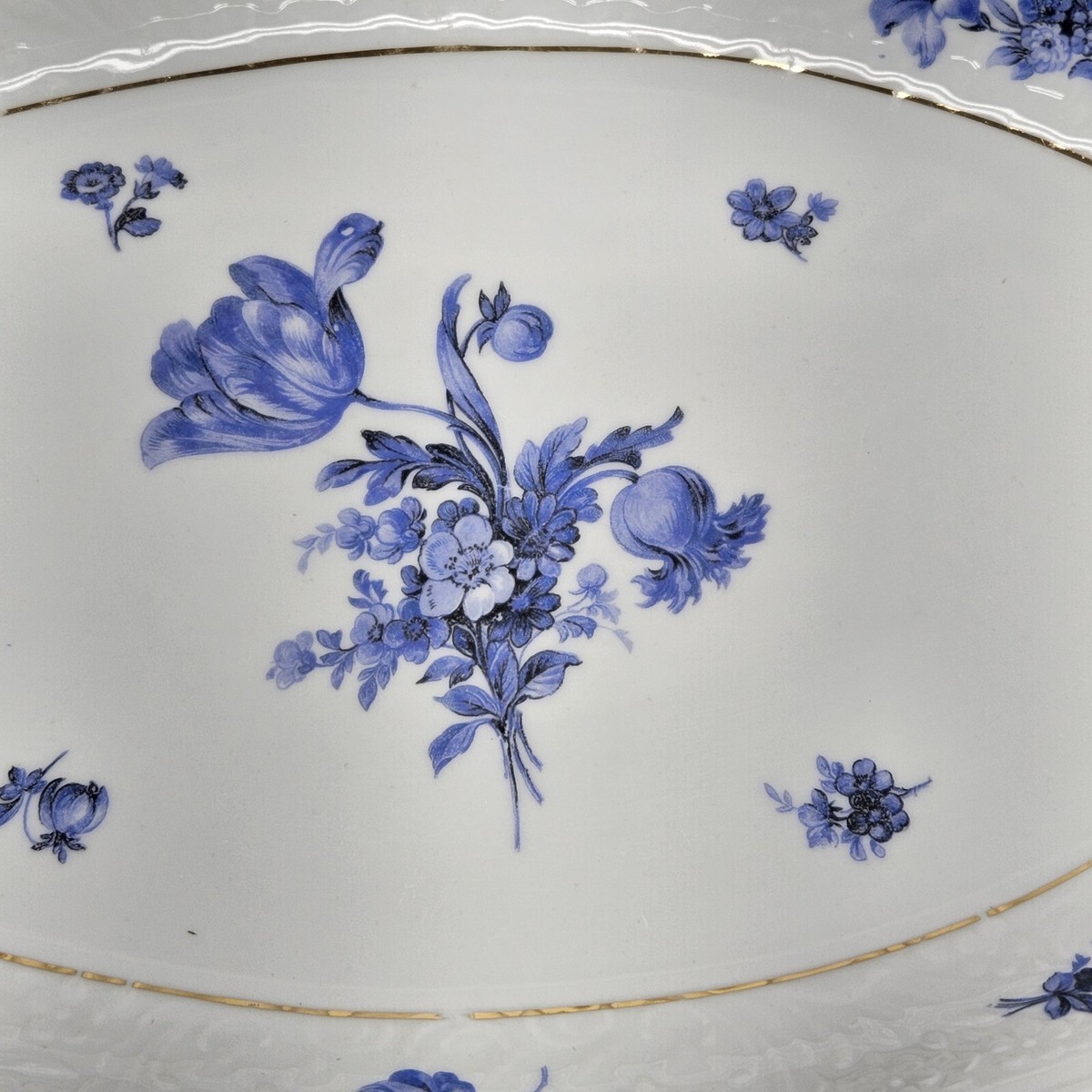 Vintage Arzberg Blue Flowers Bavaria China With Gold Trim Platter