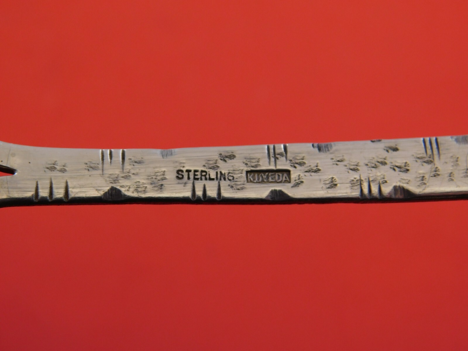 Kuyeda Sterling Silver Nut Spoon / Serving Spoon Applied Flowers