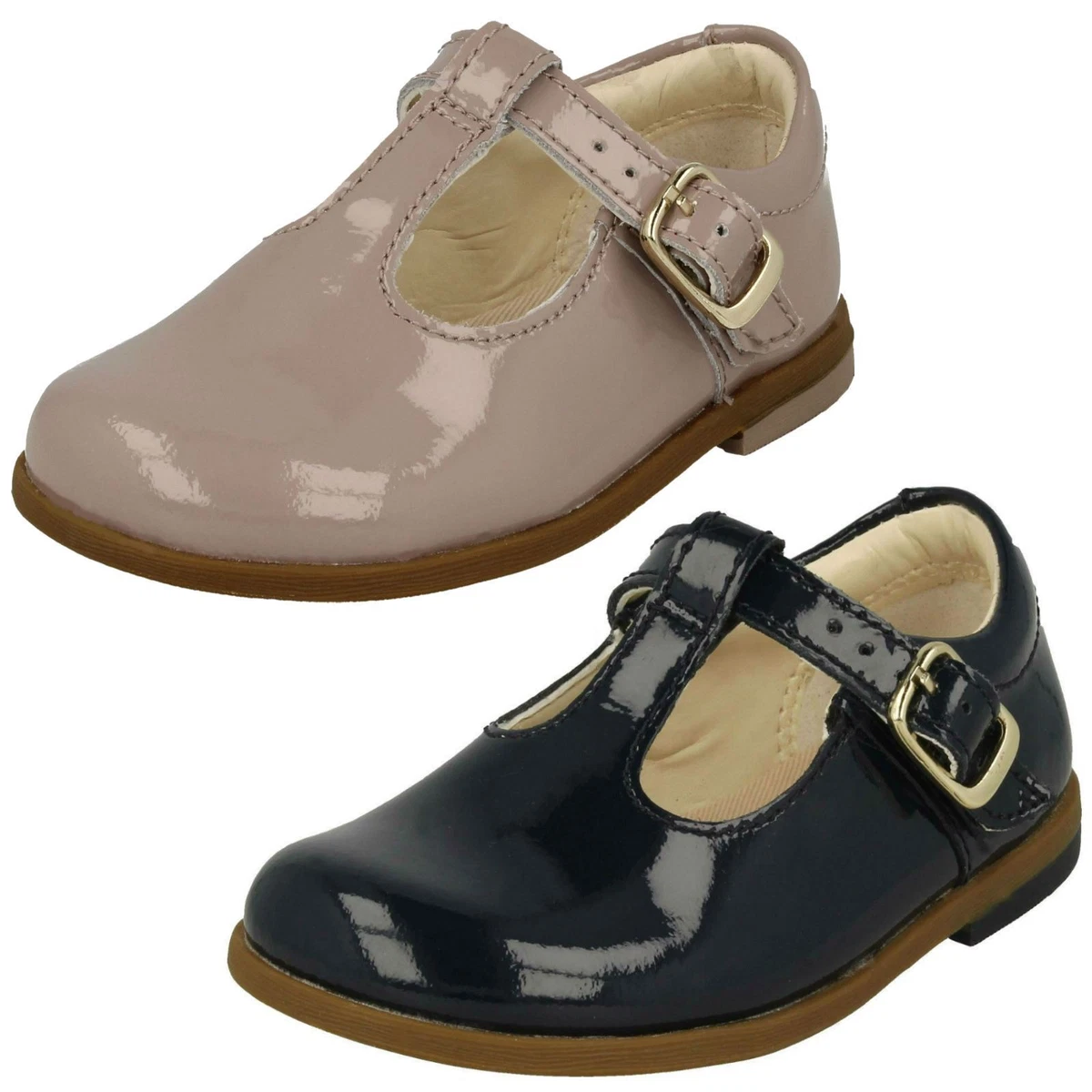 Girls Infant Clarks T-Bar Shine eBay