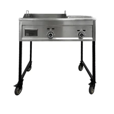41" Commercial Taco Cart W/ Flat Top Griddle & 3 Warmer 2 Burner Propane
