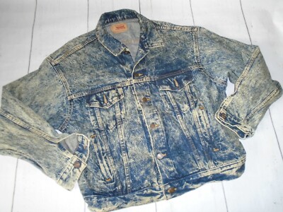 Acid Wash Denim Vintage Men's LEVI'S Jean Jacket #70507 XL