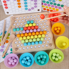 Wooden Beads Game Montessori Educational Early Learn Children Clip Ball Puzzle P