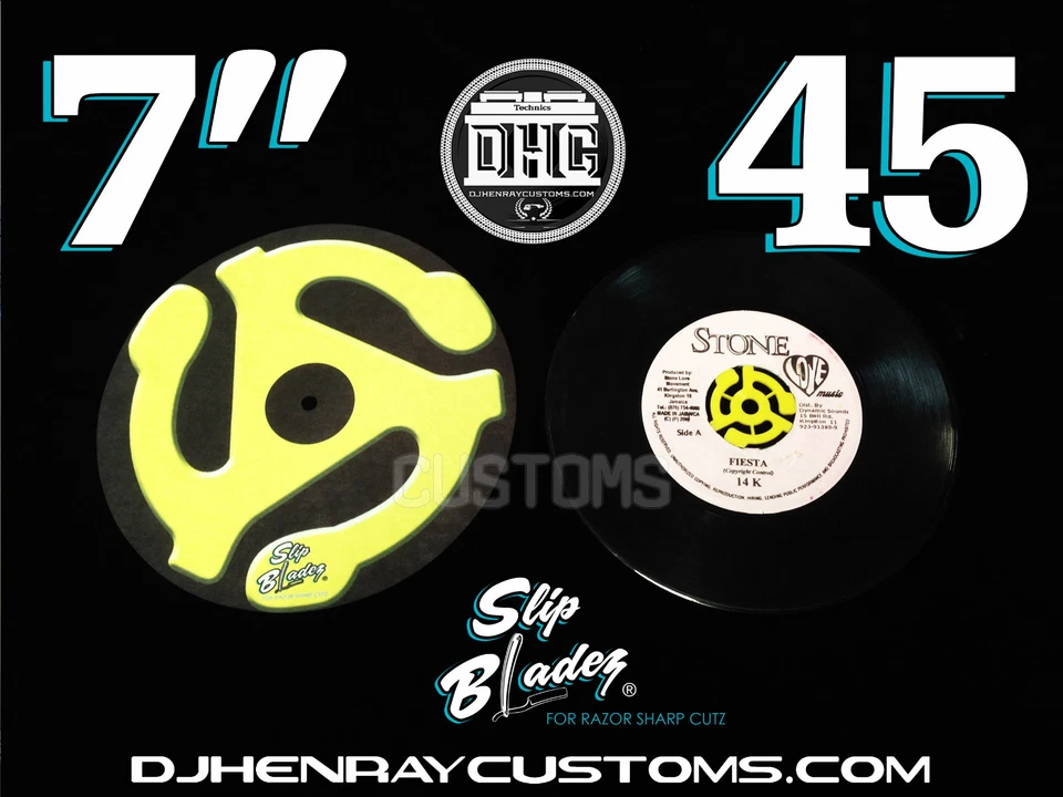 DHC SLIP BLADEZ 7" 45 scratch Dj Slipmats 1200mk2 mk5 technics or any turntable