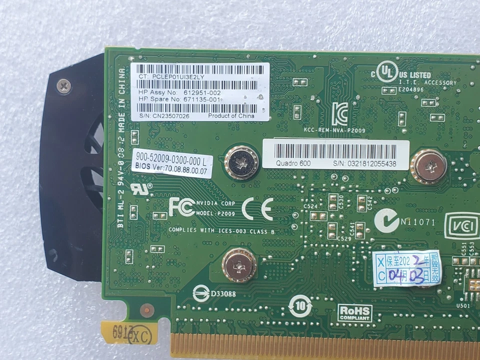 NVIDIA Quadro 600 1GB DDR3 PCI-E 2.0 X 16 Video Card DVI DisplayPort - Image 4 of 4