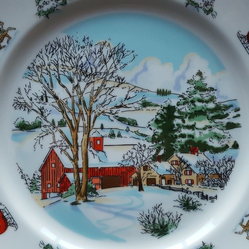 4 Tiffany & Co CVS HOLIDAY COLLECTION 107/8" Essteller. Bauernhaus Pferdeschlitten - Bild 7 von 15