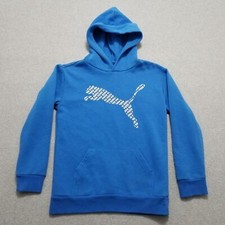 Puma Hoodie Youth Large 14-16 Boys Blue Pullover Pocket Logo