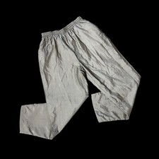 Vintage 1990s Petite Large Nylon Tracksuit Pants With Elastic Waist Gold Trim