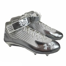 Under Armour Clutch Fit Cleats White Silver Grey Strap Sz 16 Football Baseball