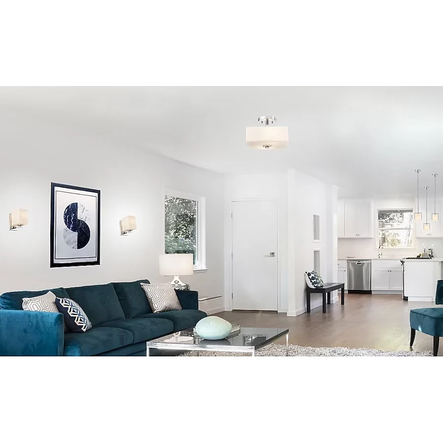 Lámpara de montaje semi-al ras de cromo pulido de 2 luces Seasons Karsen Foto 2 de 4