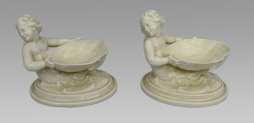Pair of Royal Worcester Blanc de Chine Salt Dishes 349 c.1962/63 - Imagen 2 de 4