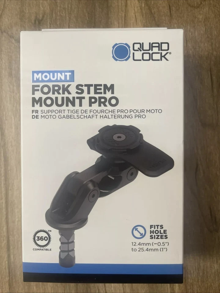 Quad Lock Motorcycle Fork Stem Mount PRO + Vibration Dampener + Phone Adapter - Image 3 of 4