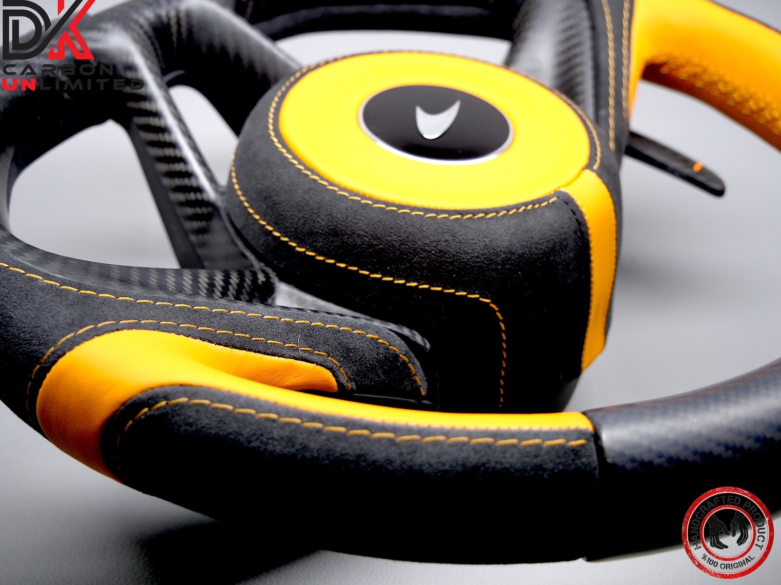McLaren GT 720S 750S 765LT Spider Orange Alcantara Matte Carbon Steering Wheel