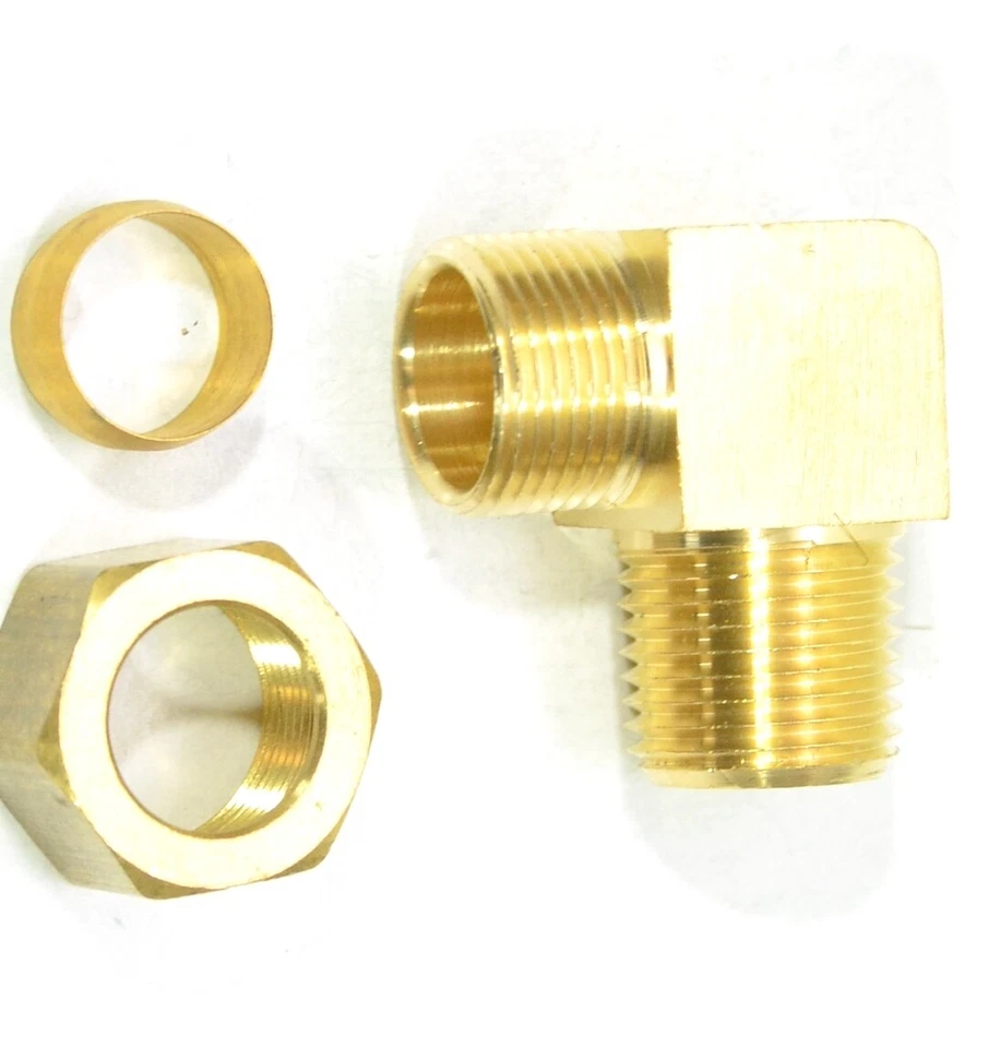5/8" Tube OD Compression x 1/2" Male Npt Elbow Fitting Adapter Gas Water HVAC - Image 3 of 4