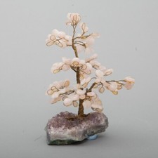 Large Gem Tree Rose Quartz Wire Wrap Amethyst Base 7" Love Calm Healing