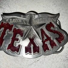 LONE STAR STATE-TEXAS BELT BUCKLE- VINTAGE 1980-THE GREAT AMERICAN BUCKLE CO. 