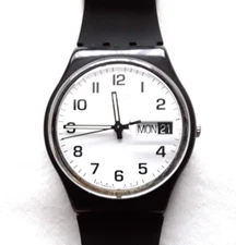 Swatch Vintage Standard Gents 34mm Watch 'Once Again' - GB743 on Silicone Strap