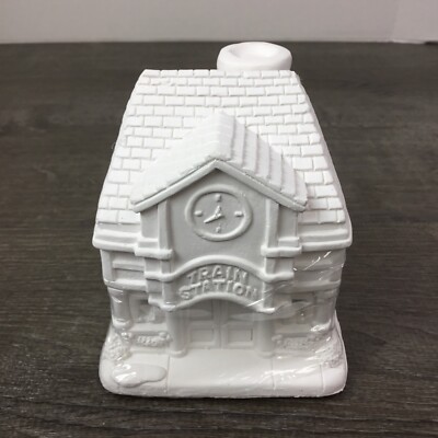 ArtMinds TRAIN STATION Ready To Paint 4'' Christmas Village Plaster House