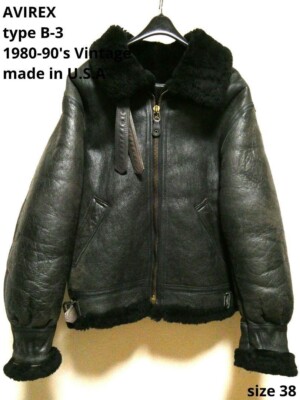 AVIREX Type B-3 Flight Mouton Leather Jacket Size 38 Made in USA