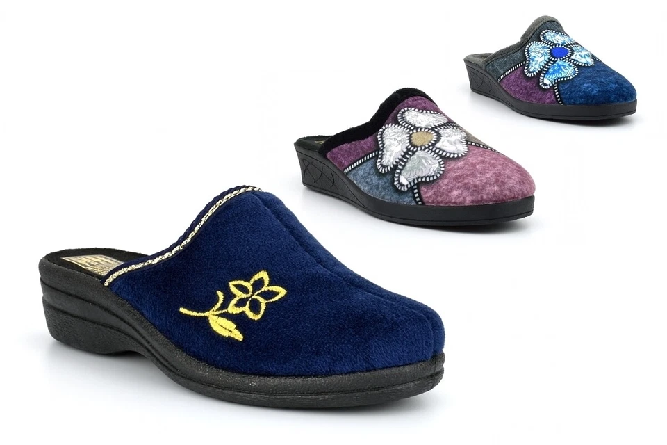 SHOE TREE Damen-Pantoffeln mit Keilabsatz Pantoletten Damen Pantoletten mit mittlerem Keilabsatz Größe