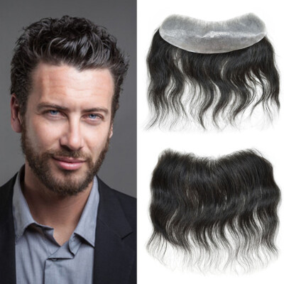 V-Loop Skin Pu for Receding HairlineMens Frontal Hairpiece Invisible Human Hair