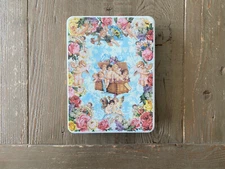 Vtg Case Stationary Company Metal Rectangular Tin Angels Cherubs Flowers 