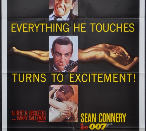 Goldfinger R1980 ORIGINAL 27X41 NM MOVIE POSTER SEAN CONNERY GERT FROBE BOND 007 - Picture 3 of 4