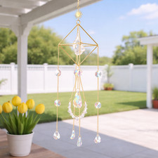 Clear Quartz Crystal Sun Catcher Rainbow Maker Chakra Meditation Window Hanging