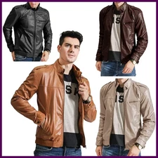 2025 Brand New Men's Motorcycle Leather Jacket Slim Men Leather Jacket Outer