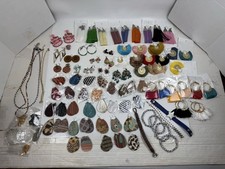 Huge Modern Costume Jewelry Lot 90 Pieces Earrings Bracelets Eyeglass Chains Et