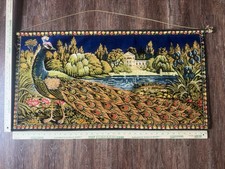 Vinatge MCM Italy Peacock Wall Hanging Velvet...