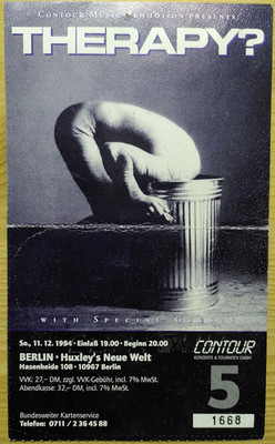 Therapy? Berlin Huxley's Neue Welt 11.12.1994 Ticket