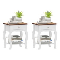 HOMCOM Bedside Tables Set of 2, Bedside Cabinets with Drawer, Shelf, White