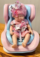Miniature Car Seat w/Travel Clip! ( 5 Inch Doll Included) -Full Body Silicone!