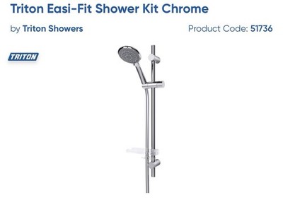 Triton Easi-Fit+ Duschset chrom weiß mit 5 Strahlbildern und rundem Kopf