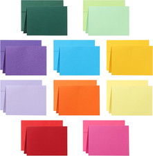 20 Packs 10 Assorted Colors Blank Cards and Envelopes 5 X 7  Heavyweight Folded