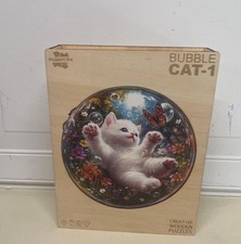 Unique Wooden Jigsaw Puzzle Bubble Cat Design for Adult Puzzle Enthusiasts New
