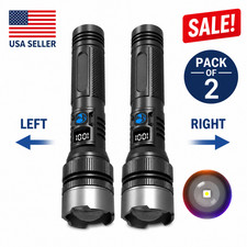 NEW2Pcs Tactical LED Flashlight Zoomable USB-C Rechargeable Torch Camping Hiking