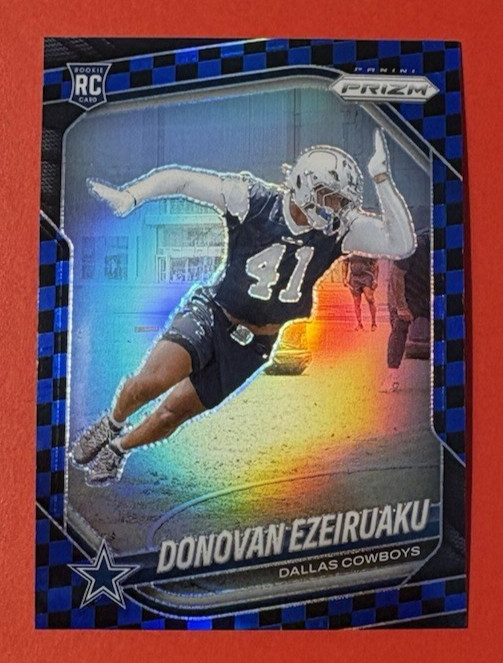 Donovan Ezeiruaku Rookie Black & Blue Checker 2025 Prizm 314 RC Prism Refractor