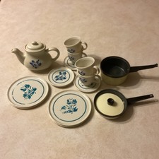 Vtg Chilton-Globe Kids Play Tea Floral Dish set for 4 , teapot and pans