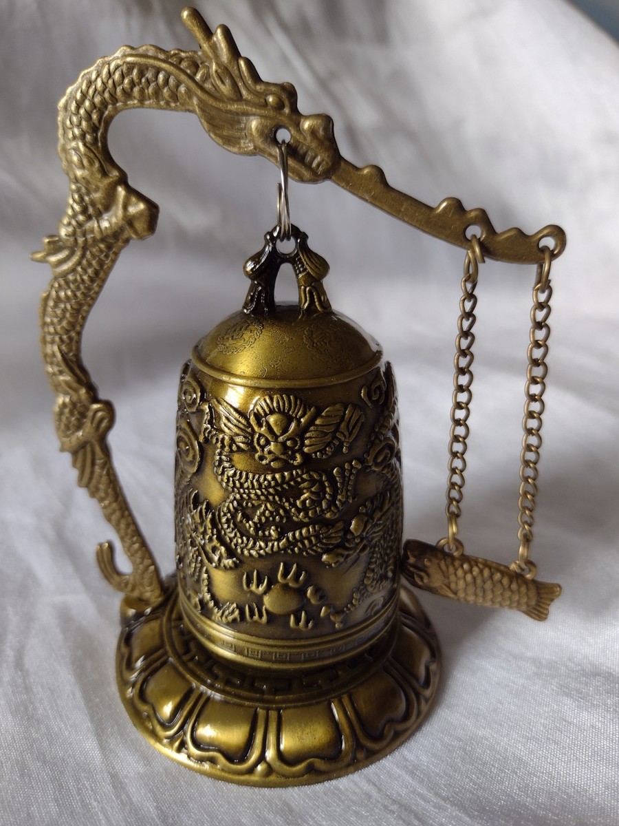 Korean Dragon Bell Souvenir Brass Mini Temple Bell with Fish Gong