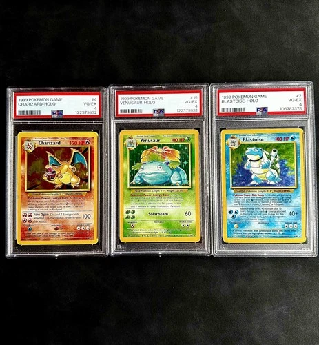 Pokémon TCG Base Set – Starter Trio – Charizard, Blastoise & Venusaur – PSA 4