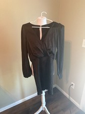 Lulus Black Long Sleeve Smocked Bottom Mini Dress Small