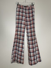 Vintage Maverick Plaid Bell Bottoms Red Navy 1970 s Sz 7/8