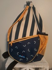 Womans Kavu Paxton Pack Rope Sling Bag in the Fly Fish Blue and Stripe Pattern