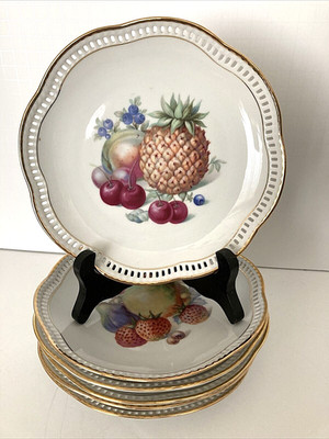 Set Of 6 Vintage Schumann Arzberg Germany Reticulated Dessert/Lunch Plates 7.5''
