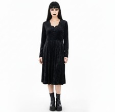 Vintage Molly Malloy Black Crushed Velvet Dress 12 Beaded Goth Grunge 90 Y2K NEW
