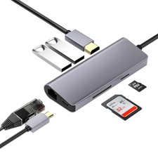 USB C Hub HDMI Adapter, 7-in-1 Type C to 4K, 2 3.0 Ports, SD/TF...