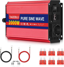 2000W Inverter 24V 220V Onda Pura Con Display LCD & EU Presa